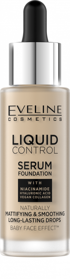Жидкая тональная основа Liquid Control №015 Light vanilla Eveline, 32 мл