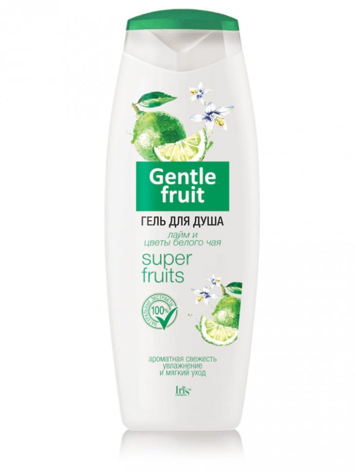 Гель для душа Лайм и цветы белого чая GENTLE FRUIT Iris, 400 мл