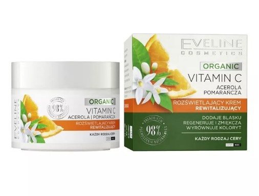 Ревиталирующий крем с эффектом сияния дневной/ночной ORGANIC VITAMIN C Eveline, 50 мл