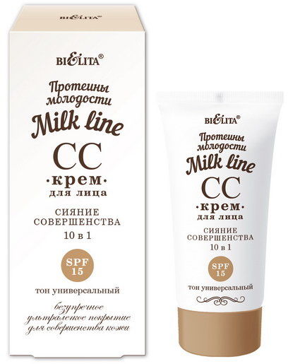 Белита Milk line Протеины молодости СС-крем для лица "Сияние совершенства 10в1" SPF 15, 30 мл