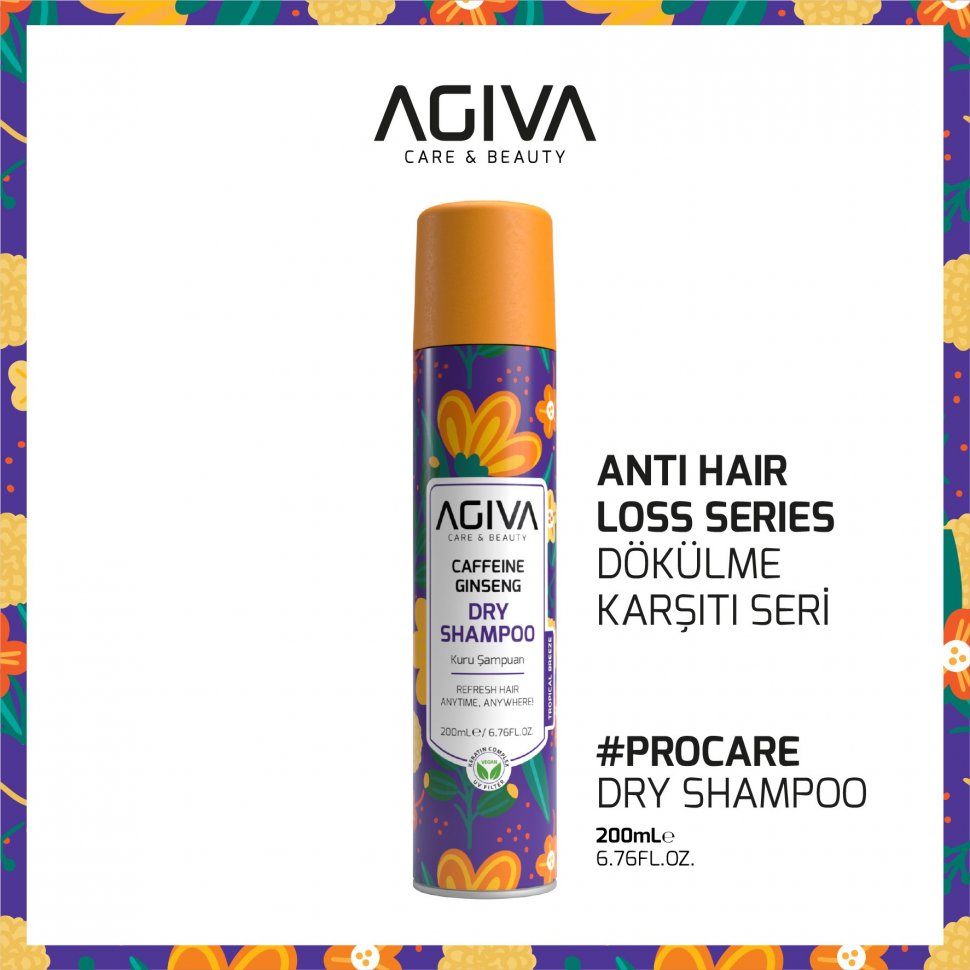 Шампунь сухой для волос CAFFEINE GINSENG PRO CARE AGİVA, 200 мл