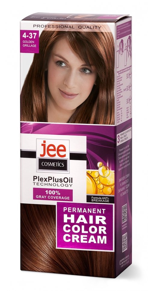 Стойкая крем-краска для волос JEE COSMETICS тон 4-37 Золотистый грильяж