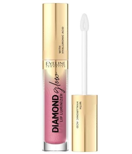 Блеск для губ с гиалуроновой кислотой тон 05 Розовый перламутр Diamond Glow Eveline, 4,5 мл 