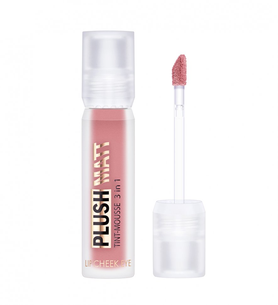 Тинт-мусс 3 в 1 для губ, щек и век PLUSH MATT тон 301 Rosy Rose Luxvisage